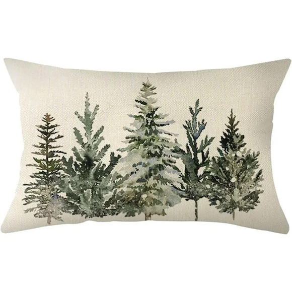 Christmas Winter Trees  Lumbar Throw Pillow Cover Decoration for Sofa Couch - Picture 1 of 7
